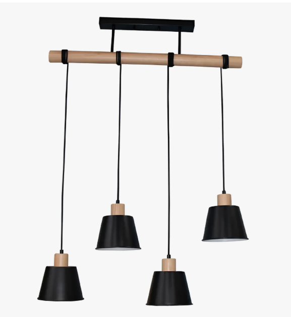 Lámpara Colgante Marca 4 Luces E27 Negra